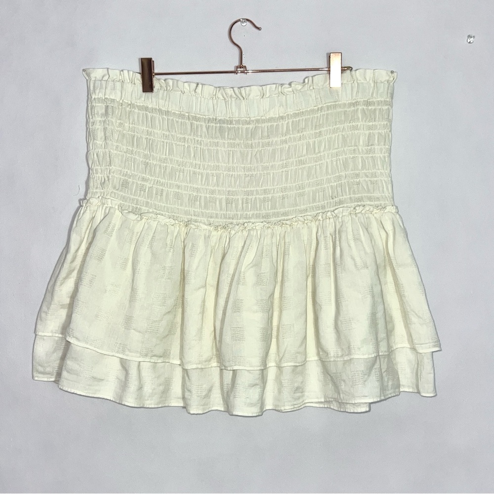 Madewell‎ Smocked Pull-On Tiered Mini
Skirt Off-White Size XL